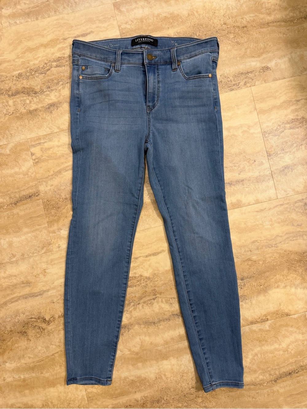 Liverpool Mid Wash Skinny Jeans in Blue